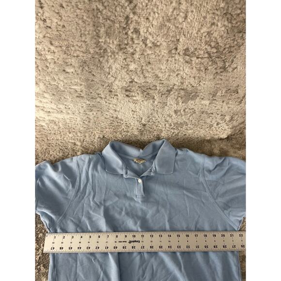 LL Bean Size L Minimalist Casual Polo Top Blue Short Sleeve Collar Button - Picture 6 of 10